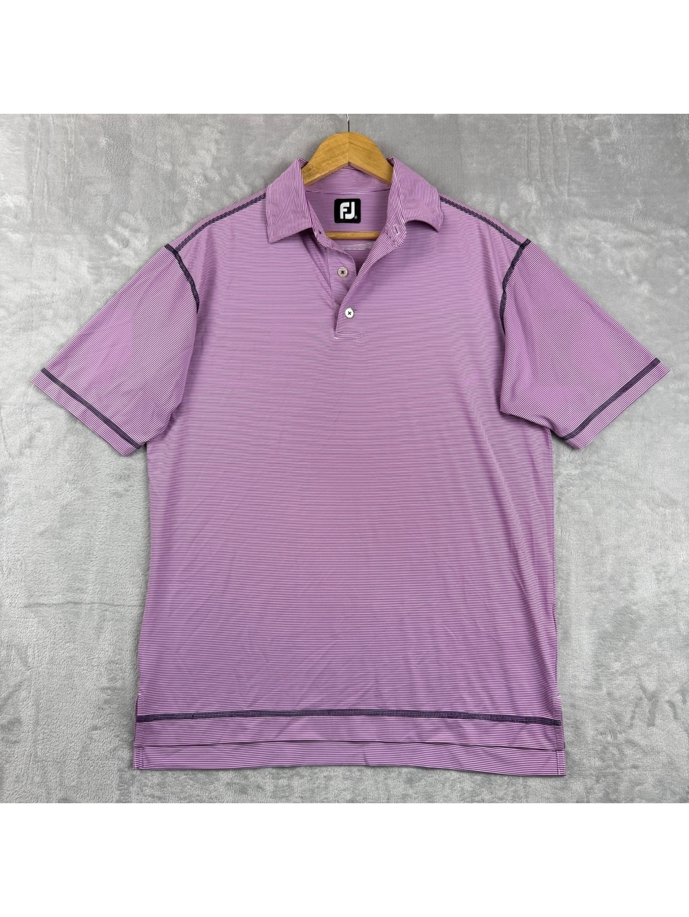 FootJoy Mens Purple Stripe Golf Polo Shirt M Performance Stretch Short Sleeve FJ
